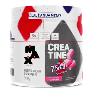 Creatina Max Titanium sabor 7Belo framboesa pote 300g